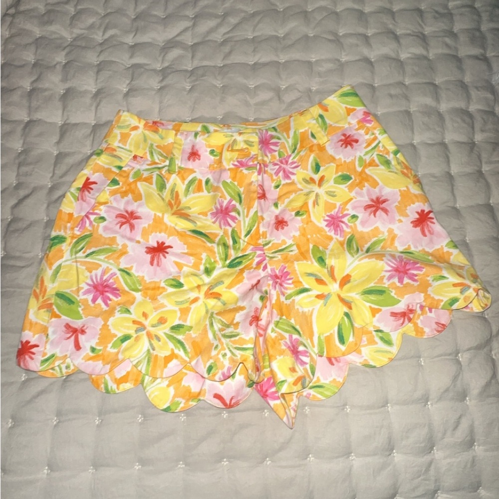 Crown & Ivy Yellow Floral High Waist Shorts